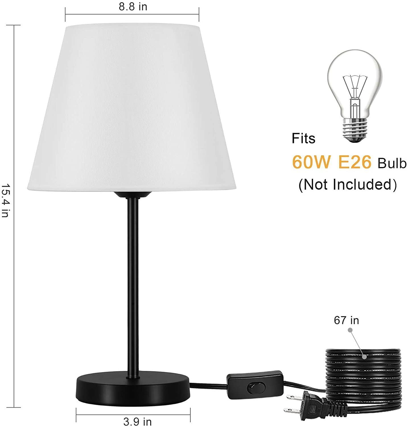 Table Lamps Bedside Lamp Small Nightstand Lamps Set of 2 for Bedroom Living Room