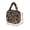 thumbnail image 2 of 1 Pc Bolsa de Maquillaje Portátil de Leopardo para Vacaciones y Viajes de Negocios, Marrón de Franela, 2 of 3