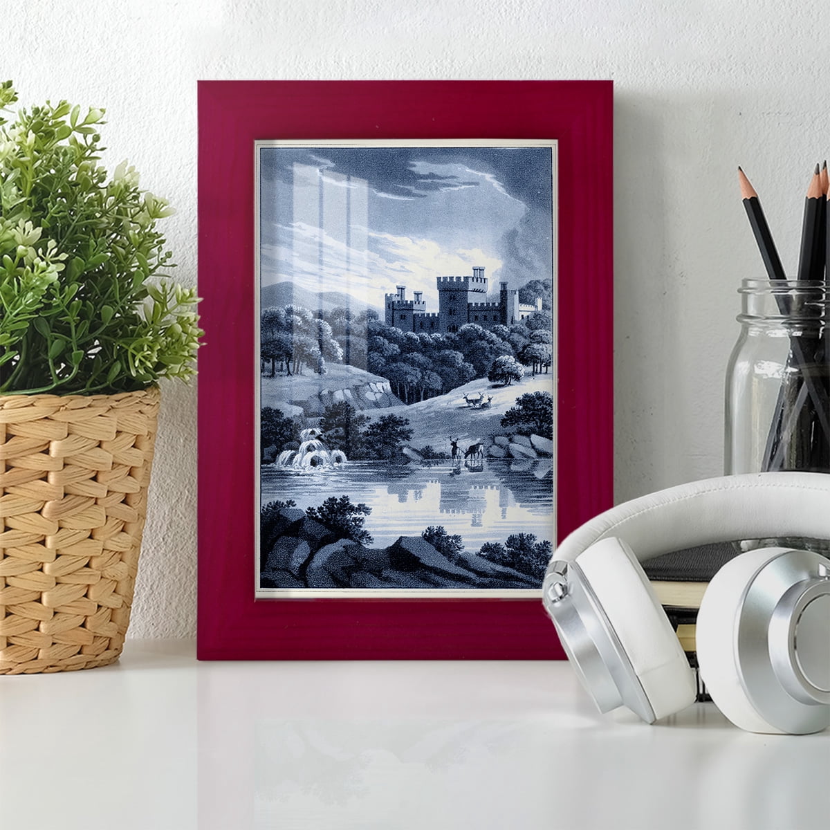 Estate View II -Framed Print w/glass-Cherry Red