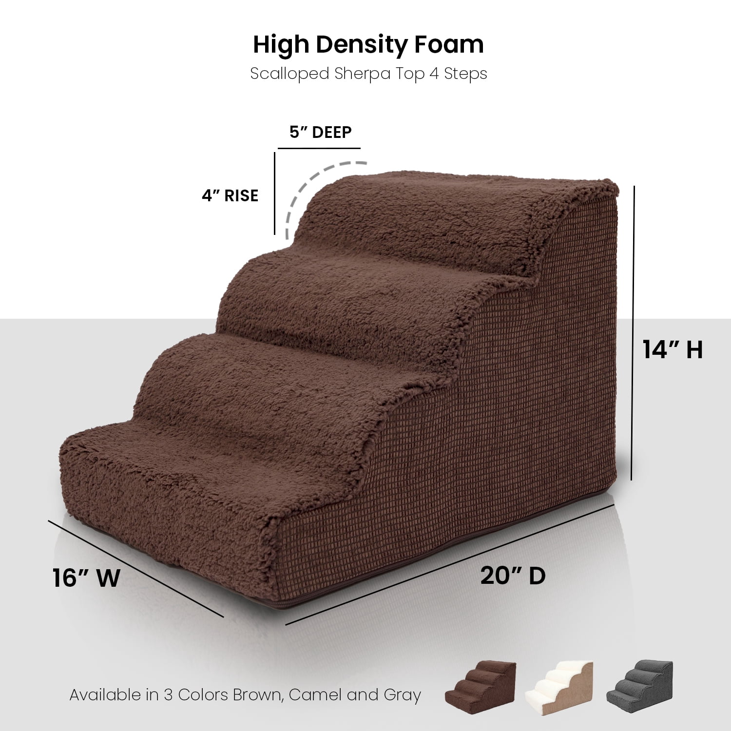 Precious Tails High Density Foam Scalloped Sherpa Top 4 Steps for Dog/Cat