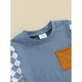 thumbnail image 6 of FEORJGP Toddler Boys Summer Outfit 6M 12M 18M 2Y 3Y Infant Baby Short Sleeve T-shirt Crew Neck Shirt Checkerboard Print Tops and Drawstring Shorts Sets Newborn Loose Casual Cute Clothes, 6 of 9