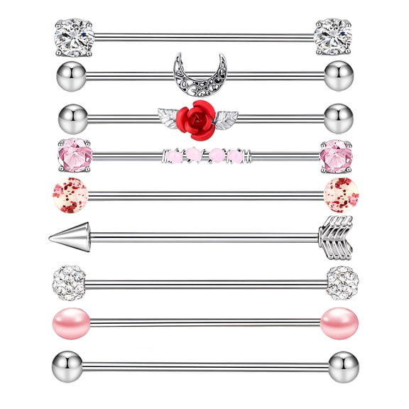 DESIGNICE Stainless Barbell Industrial Ears Industrial Body Lip Ear Jewelry Scaffold Bar for Women Men