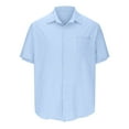thumbnail image 4 of Summer Men's Lapel Button Short Sleeved Shirt Stripe Casual Top 2XL, 4 of 4