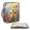 thumbnail image 2 of Pzuqiu Cross Geometric Bible Cover Case for Women Bible Cover Bag with Handle Zipper Pocket Quilted Church Carrying Case Scripture Cases Church Bag Protective for Book Lovers, 2 of 7
