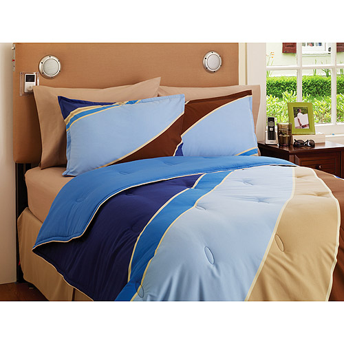 Your Zone Reversible Comforter and Sham Set, Blue Wave/Cobalt