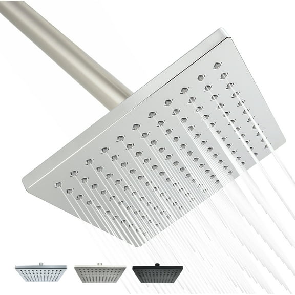 High Pressure Rainfall Shower Head Chrome Plated Single Function Easy to Clean 8" Face