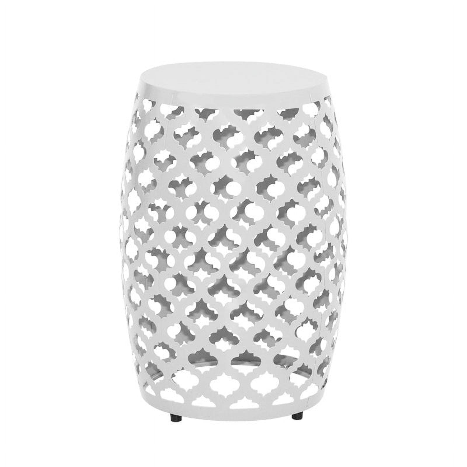 18'' H White Geometric Cut Iron Side Table