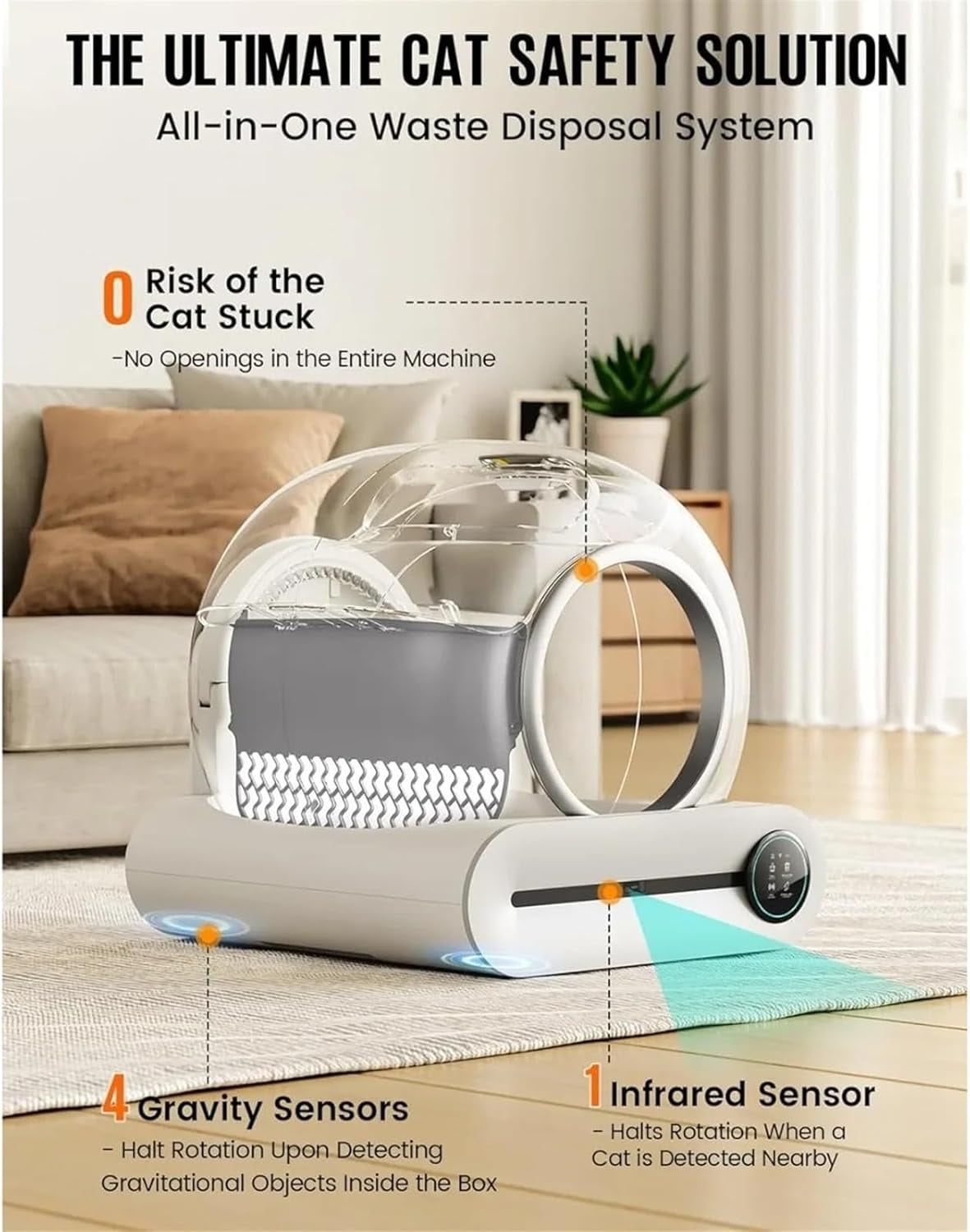 65L Automatic Smart Cat Litter Box Self Cleaning Fully Enclosed Cat Litter Box Pet Toilet Litter Tray Pet Products(Ti Pro with APP)