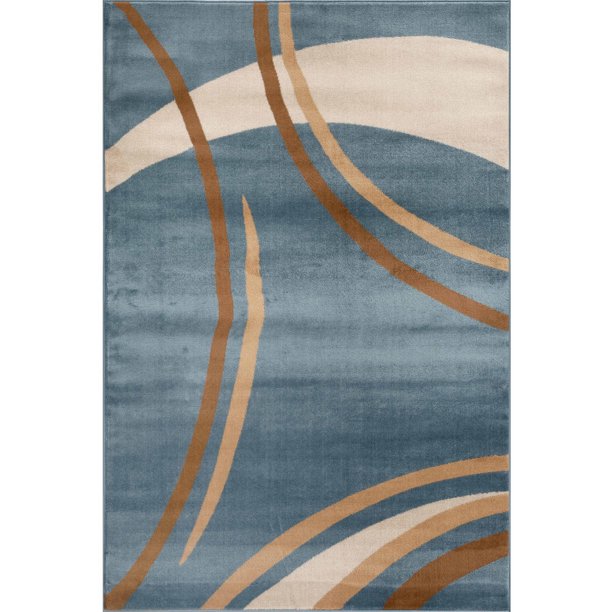 World Rug Gallery Contemporary Modern Wavy Circles Area Rug
