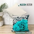 thumbnail image 5 of Teal Throw Pillows Covers for Couch 18x18 Set of 4 Flower Teal Decorative Throw Pillows Rose Dark Turquoise Pillows Covers for Bed Living Room Decor Linen Pillow Covers Spring Summer (Teal), 5 of 6