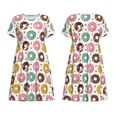 thumbnail image 3 of Bixox Robe d'Été à Manches Courtes pour Femmes Robe Ample Longueur Genou avec Poches-Coloré Donuts, 3 of 7