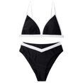 thumbnail image 3 of Women Triangle High Cut Bikini Sets Sexy High Waisted Color Block Two Piece Swimsuits Push Up Bathing Suits(Black White,M), 3 of 5