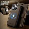 thumbnail image 2 of Case for iPhone 15 6.1" RFID Blocking Protective Purse Case with Magsafe 3-card Slots Kickstand 2 in 1 Detachabl Flip Shockproof Protective Cover,Brown,For iPhone 15, 2 of 7