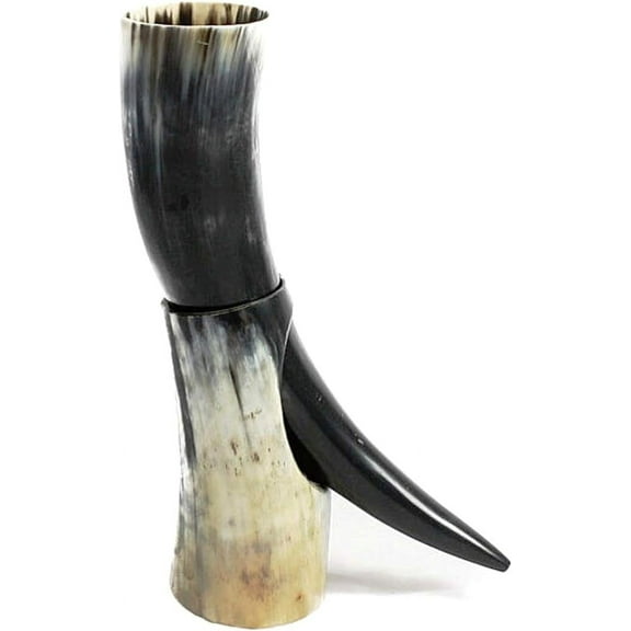 Viking Drinking Horn with stand - Medieval Inspired Beer Drinking Mug Rustic Vintage Home Decor Gifts