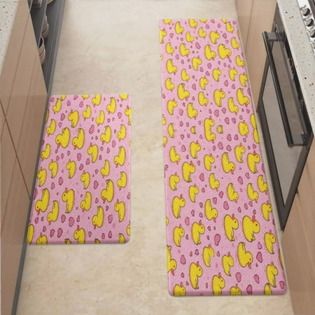 

Anti Fatigue Kitchen Mat Yellow Rubber Ducks Sets of 2 Kitchen Rugs Non Slip Cushioned Standing Mat for Sink Floor Laundry Office Desk 2X Mid 17.3 x 29