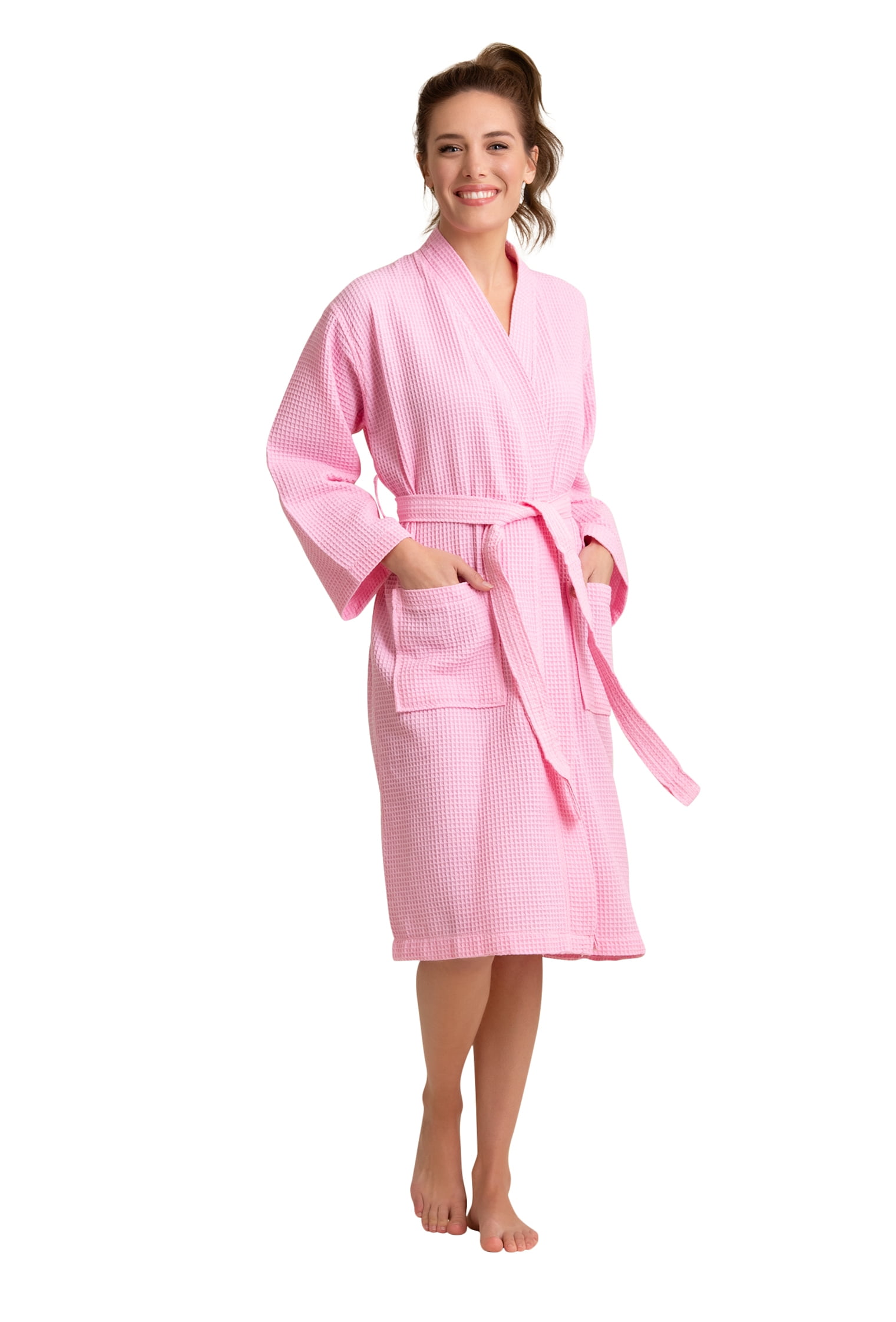 Robe Soft Absorbent Lightweight Long Kimono Waffle Hotel/Spa Cotton Bathrobe