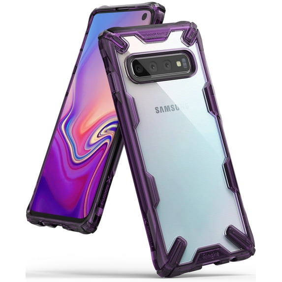Ringke Fusion-X Case Compatible with Samsung Galaxy S10, Transparent Hard Back Shockproof Advanced Bumper Cover - Royal Purple