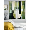thumbnail image 3 of Abstract Geometric Sheer Curtains for Living Room Bedroom, Light-filtering Sheer Curtain, Watercolor Green Beige Decor Rod Pocket Voile Window Treatment Drapes, 52’’Wx63’’L, 2 Panels Set, 3 of 7