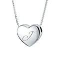 thumbnail image 1 of Personalized Plain Simple Engravable Script Alphabet Letter J Initial Monogram Heart Pendant Necklace Slide Pendant for Women for Girlfriend Polished .925 Sterling Silver Custom Engraved, 1 of 4