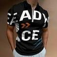 thumbnail image 2 of Ready to Race Men Zipper T-shirt Summer Casual Short Sleeve T-shirt Top, 2 of 7