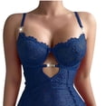 thumbnail image 5 of JSGEK Women Corset Style Cutout High Slit Bodysuit Adjustable Straps Lingerie for Romantic Date Night Blue L, 5 of 5