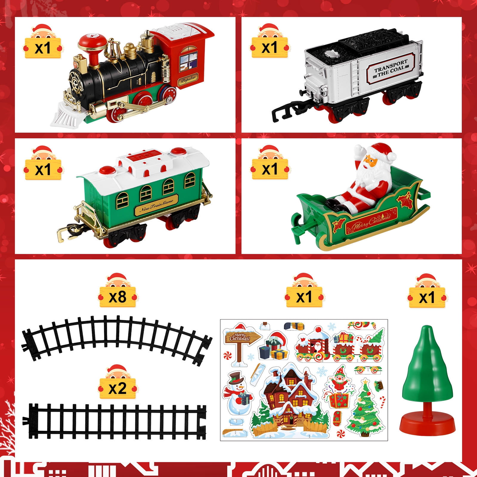 LEORX Miniature Village Train Set Model Train for Kids Assorted Color with Sound Light 1 Set