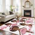 thumbnail image 3 of Pink Ballet Dancer Large Area Rugs for Bedroom Living Room, Non Slip Carpet Bedside Rug, Cute Cartoon Girls Bow-knot Love Star Rectangular Floor Cover Kitchen Accent Rug 8'x10' for Dining Room/Office, 3 of 9