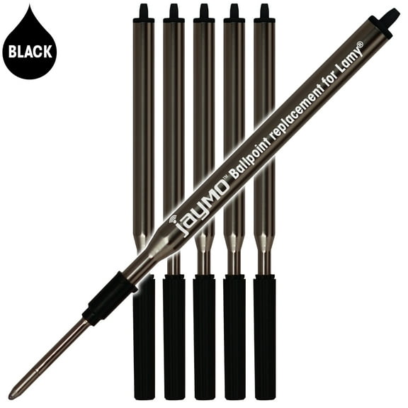 Jaymo Replacement for Lamy M16 1200150 - Measures 4.17 in / 106 mm Long - Ballpoint Pen Refill - 6 Black