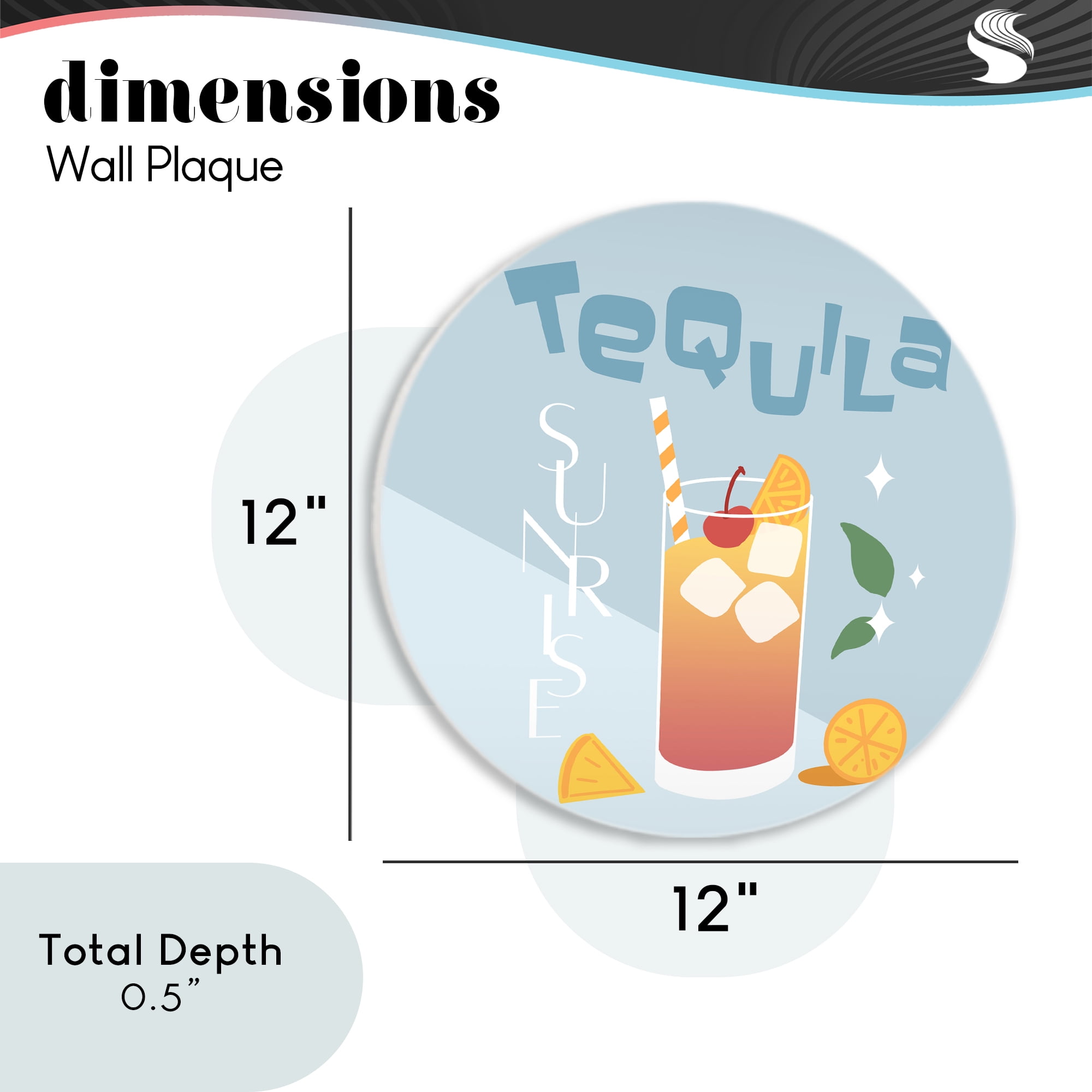 Tequila Sunrise with Lemons Circular Wall Plaque, design by Anna Quach