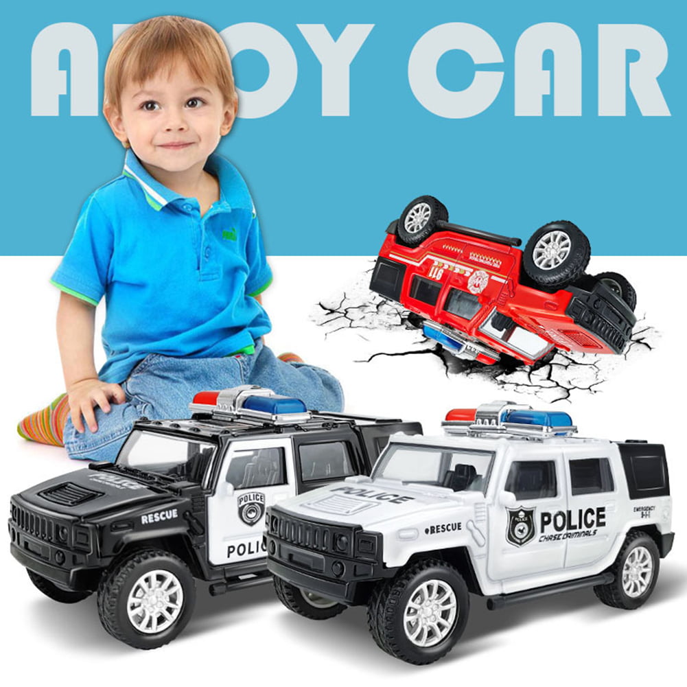 1:64 Scale Pull Back Toy Car Model Police Fire Truck Vehicle Kids Boy Gifts 