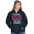 thumbnail image 4 of Wife Husband Loves Fishing Cute Girly Womens Plus Size Graphic Zipper Hoodie Brisco Brands 3X, 4 of 5