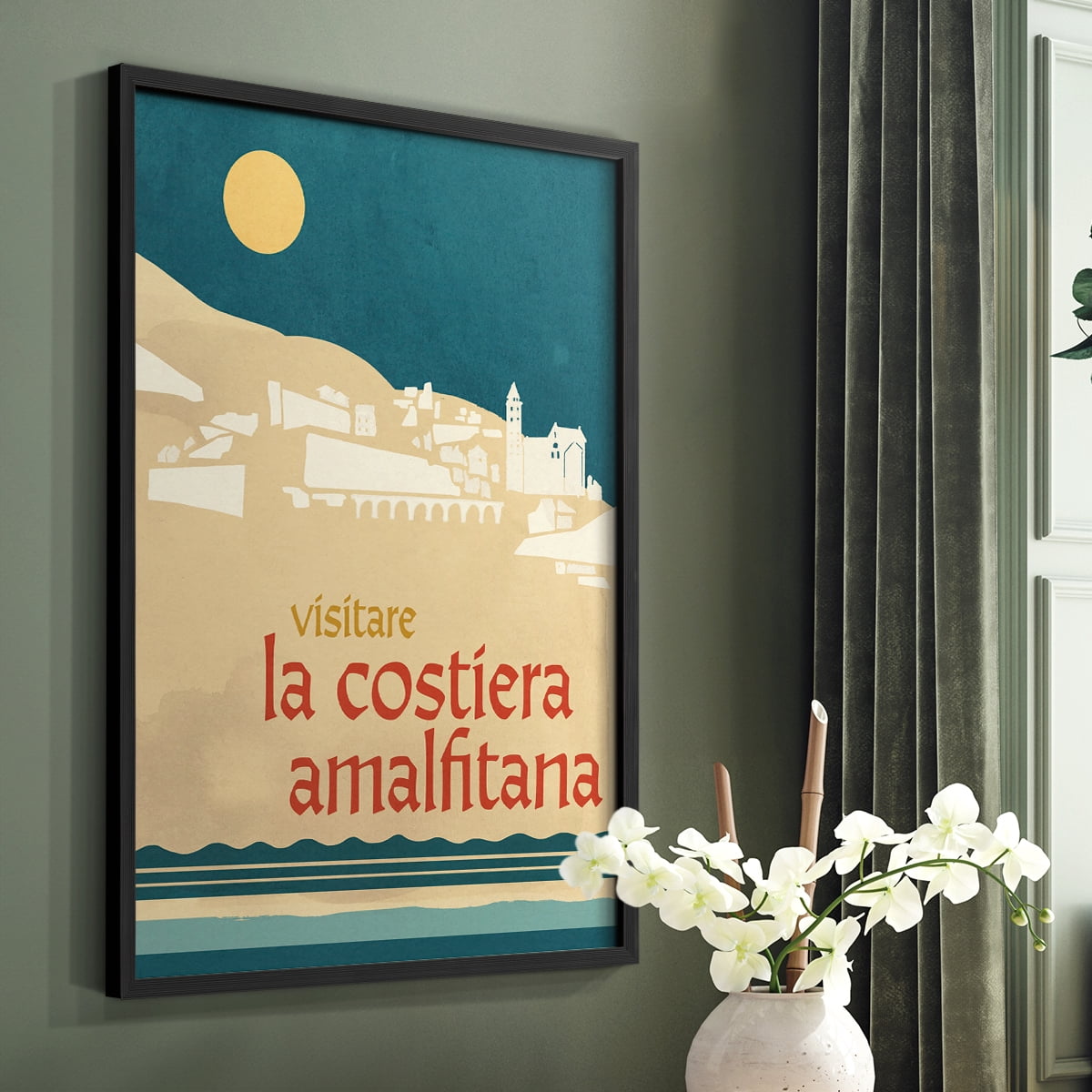 Summer Abroad IV Framed Print in Black Solid Wood Framed Print No Nail Hanging