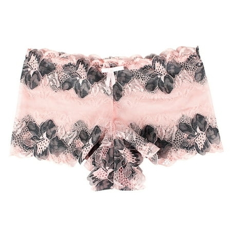 

TAIAOJING 6 Pack Seamless Thongs For Women Lace Transparent Contrast Rose Pattern Triangle Underpants
