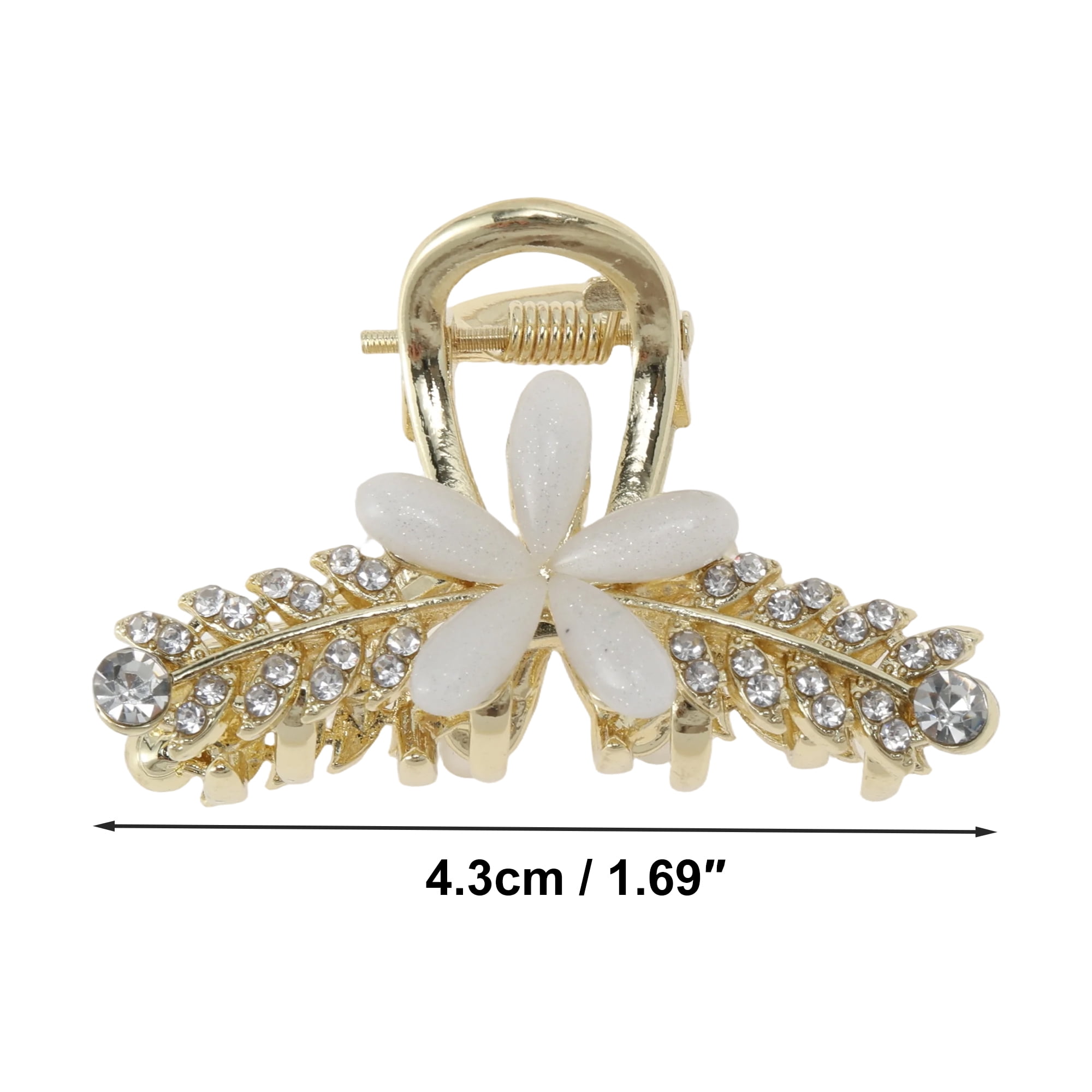 Unique Bargains Elegant Flower Rhinestone Claw Clip in Gold Tone for Stylish Hair