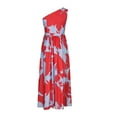 thumbnail image 4 of Hvyesh Women's Summer One Shoulder Long Formal Dresses Sleeveless Bodycon Wedding Guest Maxi Dress Trendy Floral Print Gown Party Dress, 4 of 6