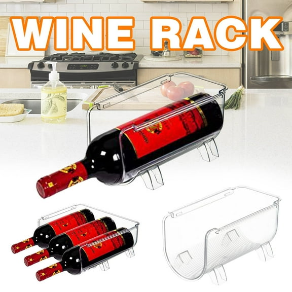 Stackable Wine Rack Bottle Organizer for Refrigerator and Kitchen Cabinet, Space-Saving Plastic Bottle Storage Holder for Wine and Soda Bottles