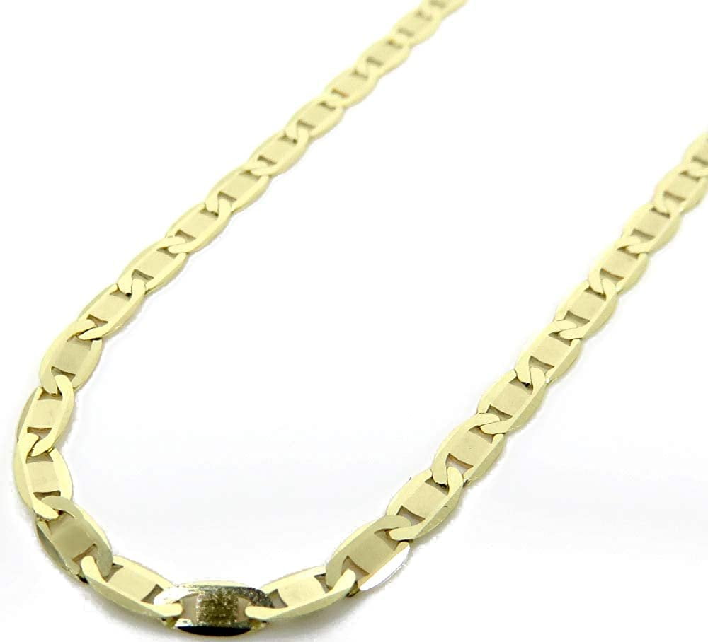 Pure 10k Yellow Gold 2mm Flat Mariner Anchor Chain Necklace real 10kt gold 