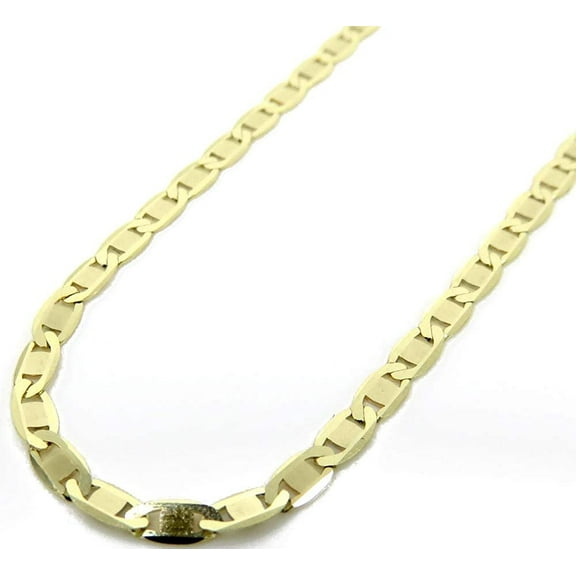 10K Yellow Gold 2.5mm Mariner Chain, FREE Microfiber Cloth, Solid Flat Anchor Link Necklace, Giorgio Bergamo