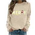 thumbnail image 5 of Uootdi Christmas Sweatshirts for Women Christmas Trees Snowflake Snowman Reindeer Sequined Print Gift Blouse Long Sleeve T Shi rts for Women, 5 of 6