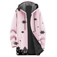 thumbnail image 5 of Jacket Women Longline Jackets Christmas Print Winter Cozy Lined Full Zip Outerwear for Cold Weather Coats for Women Pink M, 5 of 5