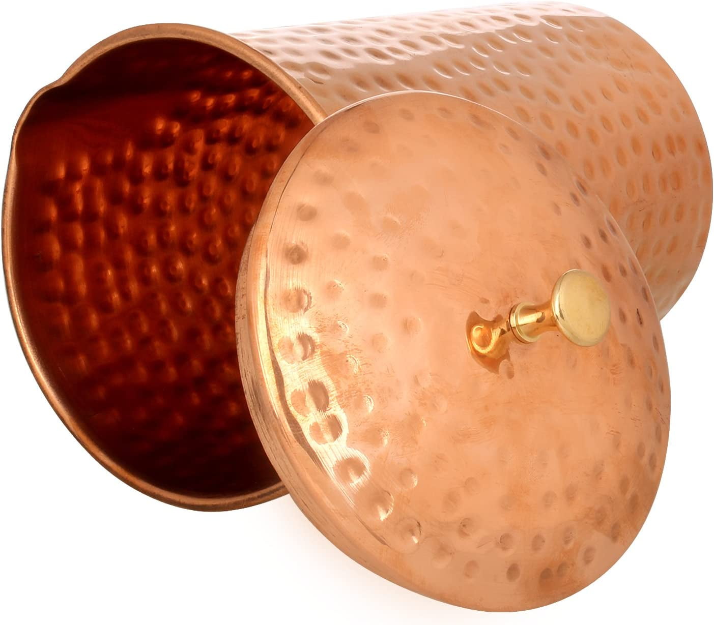 Zap Impex Pure copper hammered jug with 2 glasses for the benefits copper water pitcher 1600 ml