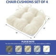 thumbnail image 3 of Chair Cushions for Dining Chairs Set of 4, Kitchen Chair Cushions, Chair Pads with Ties and Non Slip Backing, Tufted Memory Foam Seat Cushion 4 Pack, 18" x 18" x 4", Cream, 3 of 14