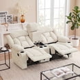 thumbnail image 3 of Bonzy Home Loveseat Recliner with Flip-Up Storage Console & Cup Holders, Soft Fabric Manual Reclining Sofa for Living Room, Beige, 3 of 9