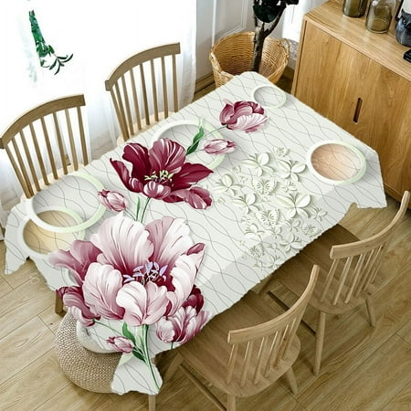 

Botanical Flower Butterfly Tablecloth Linen Stain Resistant Wedding Table Tablecloth Dinning Table ration Accessories