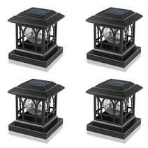 Liefgarden Solar Post Cap Lights Outdoor, RGB & Warm White 2 LED Lighting Mode 20 LM, Fits 3.6x3.6 4x4 4.5x4.5 5x5 Wooden Fence Deck Patio Garden. Black (4 Pack)