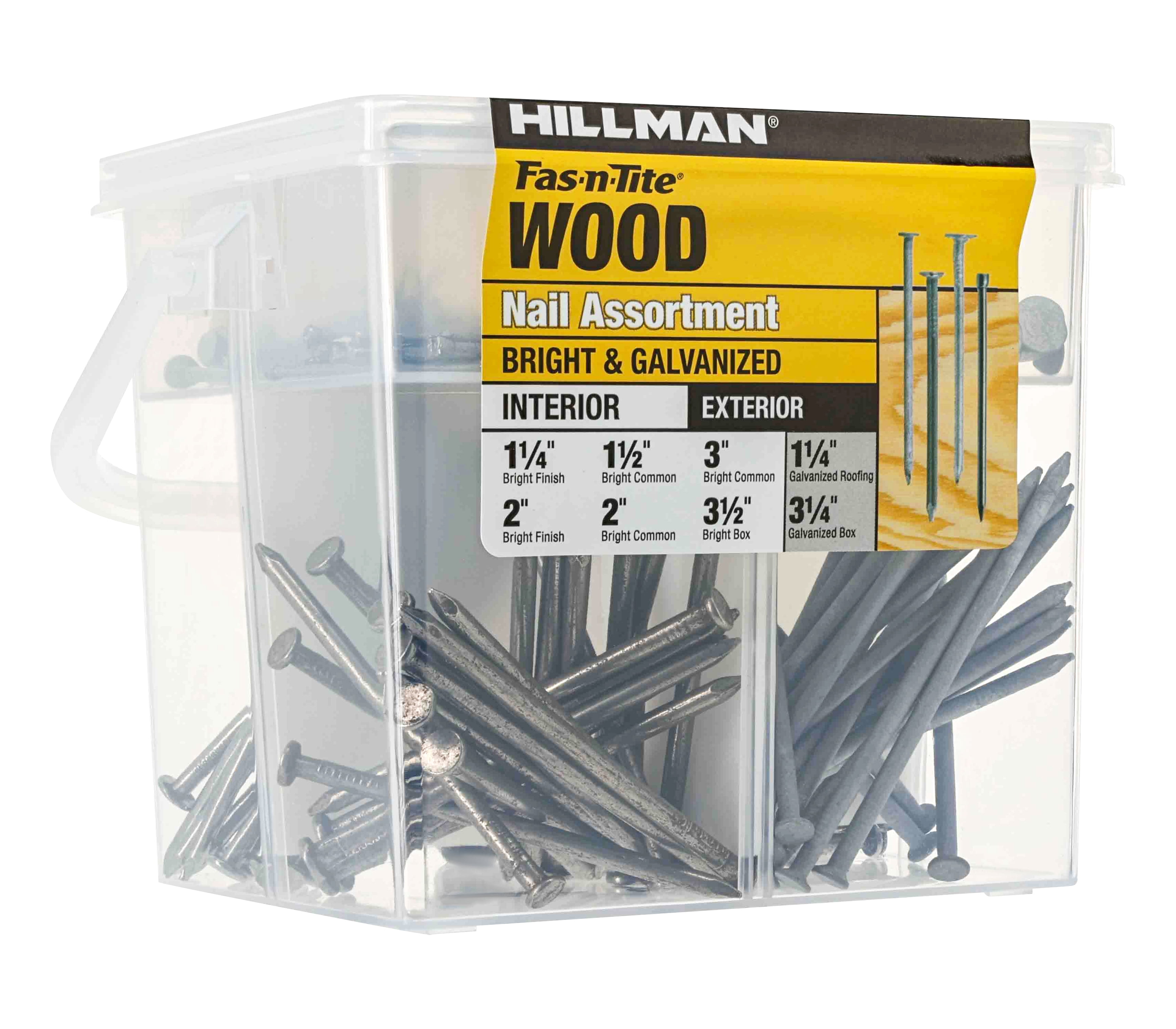 Fas-n-tite Interior and Exterior Screw Assortment Kit, Various Sizes, Steel, Bright and Galvanized, Silver, 285 pack