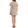 thumbnail image 3 of Allegra K Women's Short Sleeve Elastic Tie Waist Above Knee Floral Dress, 3 of 6