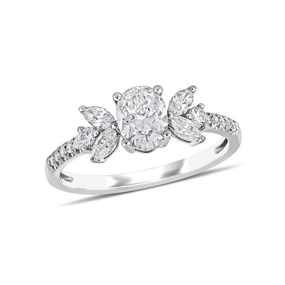 1.10 Carat (Ctw H-I, I1-I2) Diamond Engagement Ring in 14K White Gold for Women