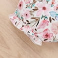thumbnail image 7 of Youmylove Two Piece Girls Outfits Girls Sleeveless Ruffles Ribbed Romper Bodysuit Rainbow Floral Printed Shorts Headbands Outfits, 7 of 7