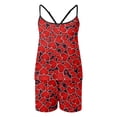 thumbnail image 4 of Women Valentine Pajama Sets 2 Piece Love Heart Print Sexy Spaghetti Strap Crop Sleeveless Tops and Shorts Summer Comfy Sleepwear, 4 of 4